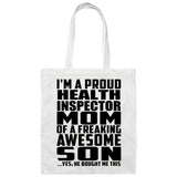 Proud Health Inspector Mom Of Awesome Son - Tote Bag White