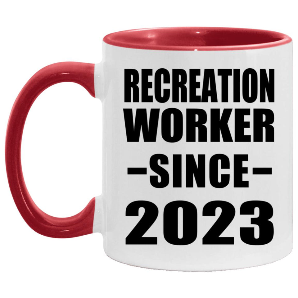 Recreation Worker Since 2023 - 11oz Accent Mug Red