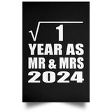 1st Anniversary Square Root of 1 Year As Mr & Mrs 2024 - Poster Portrait