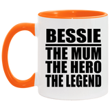 Bessie The Mum The Hero The Legend - 11oz Accent Mug Orange