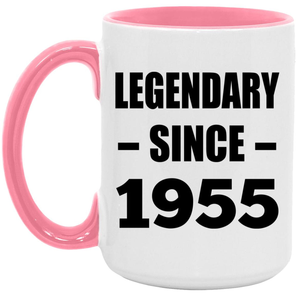 69th Birthday Legendary Since 1955 - 15oz Accent Mug Pink