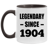 120th Birthday Legendary Since 1904 - 11oz Accent Mug Black
