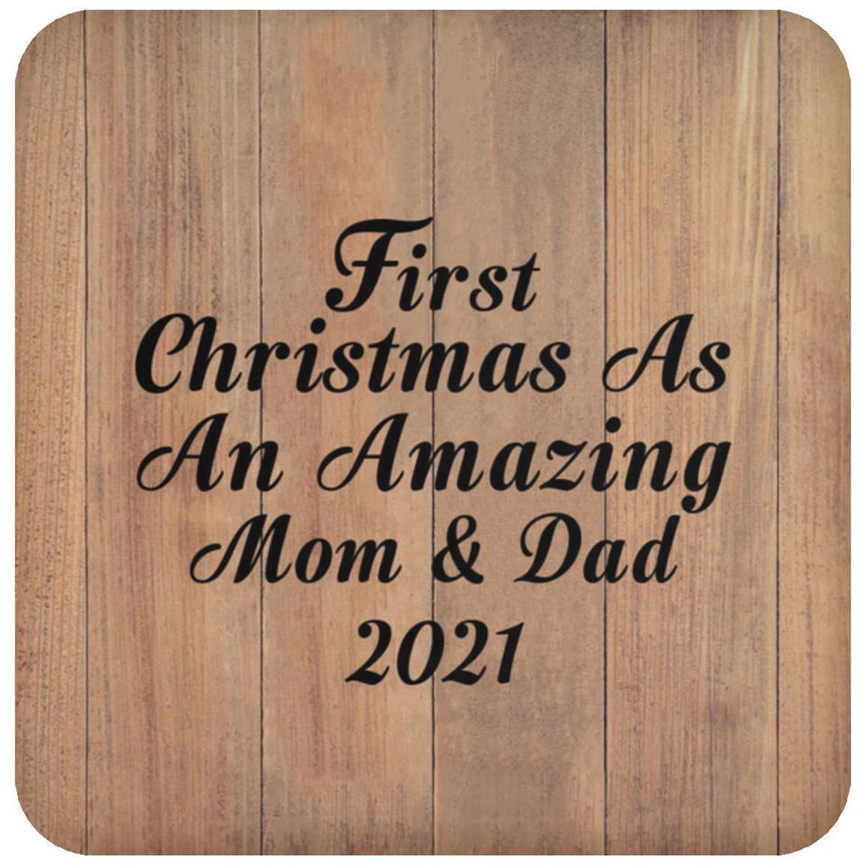 First Christmas As An Amazing Mom & Dad 2021 - Drink Coaster C