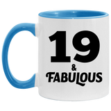 19th Birthday 19 & Fabulous - 11oz Accent Mug Blue