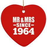60th Anniversary Mr & Mrs Since 1964 - Heart Ornament