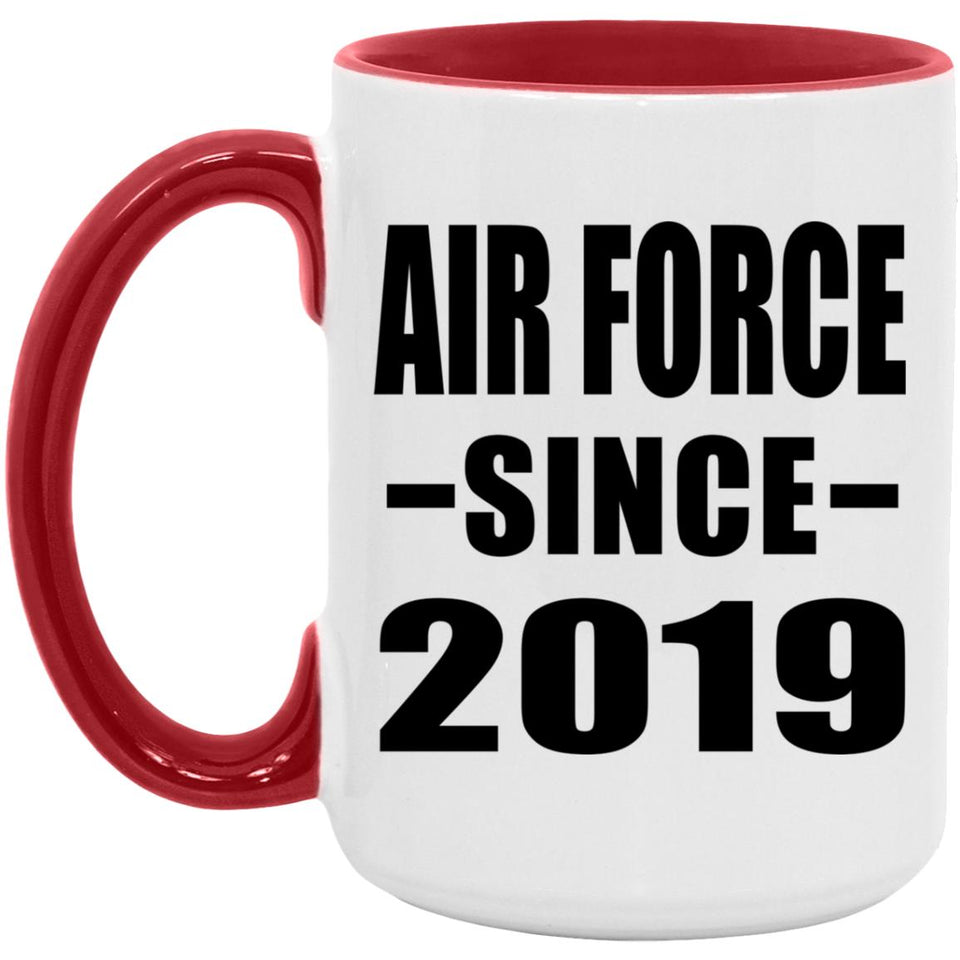 Air Force Since 2019 - 15oz Accent Mug Red