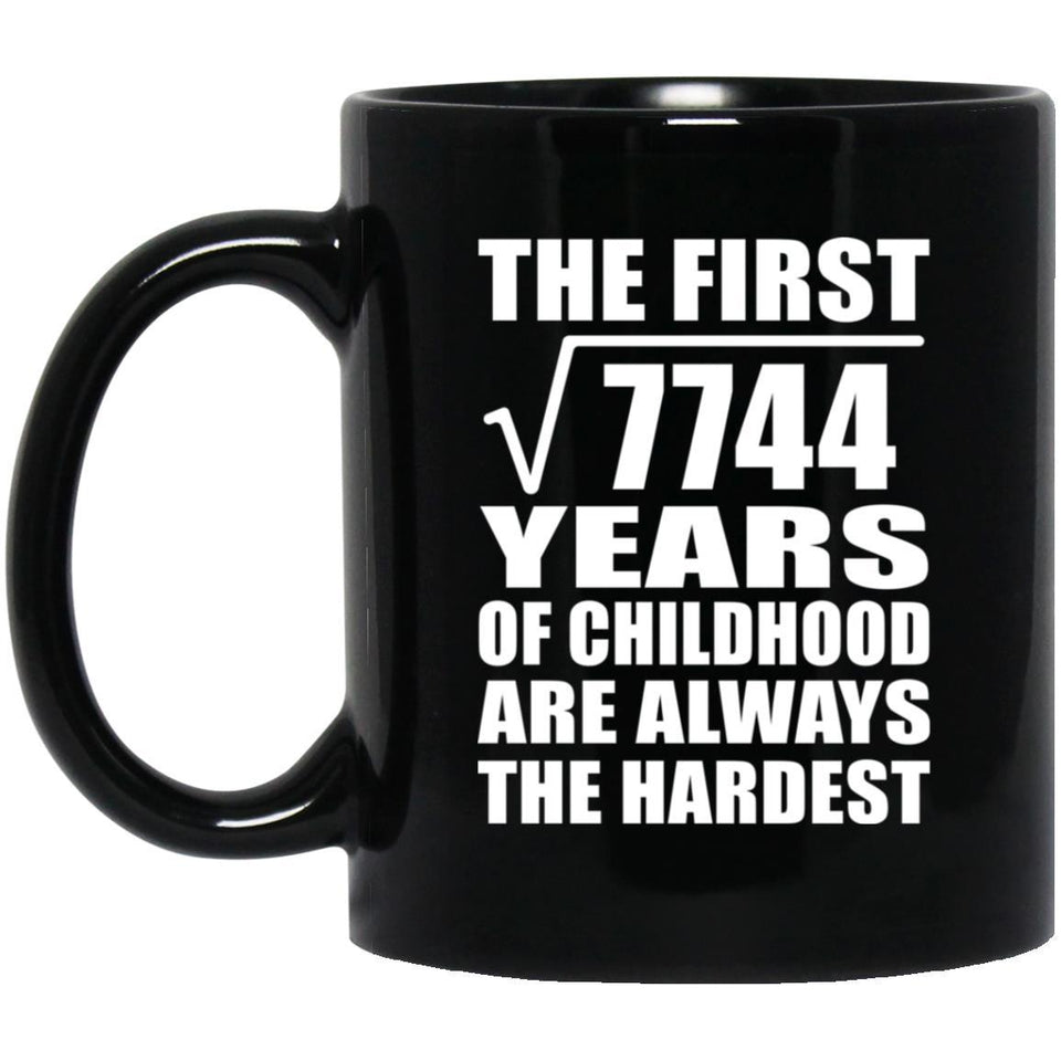 88th Birthday Square Root of 7744 Years of Childhood - 11oz Coffee Mug Black
