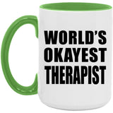 World's Okayest Therapist - 15oz Accent Mug Green