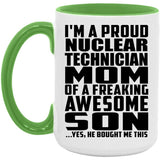 Proud Nuclear Technician Mom Of Awesome Son - 15oz Accent Mug Green
