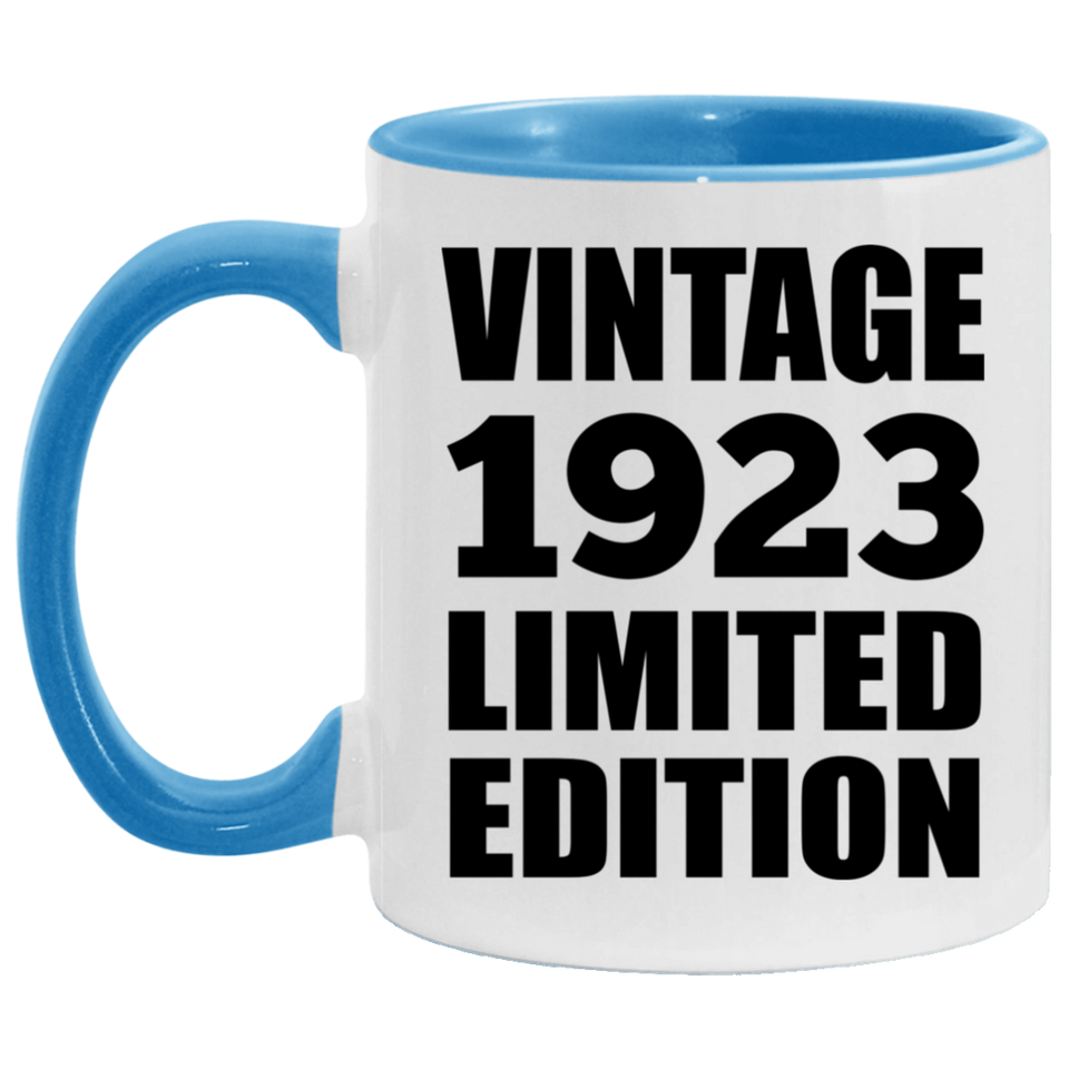 101st Birthday Vintage 1923 Limited Edition - 11oz Accent Mug Blue