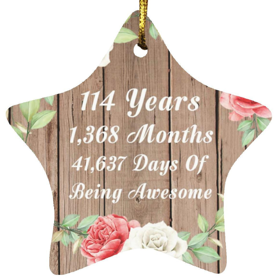 114th Birthday 114 Years 1,368 Months 41,637 Days Of Awesome - Star Ornament B