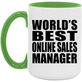 World's Best Online Sales Manager - 15oz Accent Mug Green