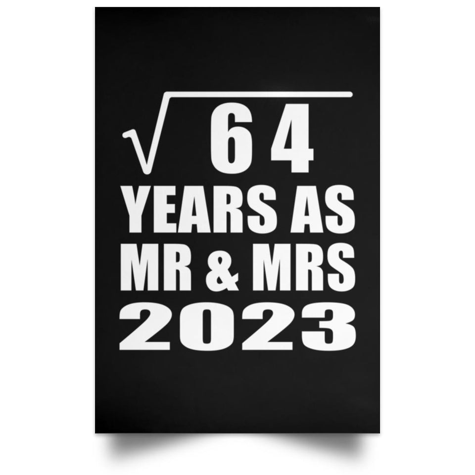 8th Anniversary Square Root of 64 Years As Mr & Mrs 2023 - Poster Portrait