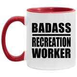 Badass Recreation Worker - 11oz Accent Mug Red