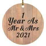 1 Year As Mr & Mrs 2021 - Circle Ornament C