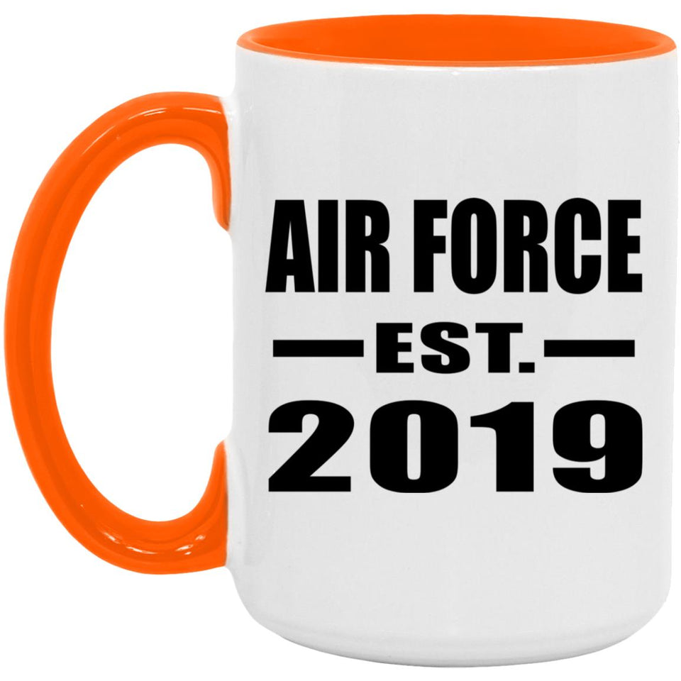 Air Force Established EST. 2019 - 15oz Accent Mug Orange
