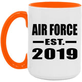Air Force Established EST. 2019 - 15oz Accent Mug Orange