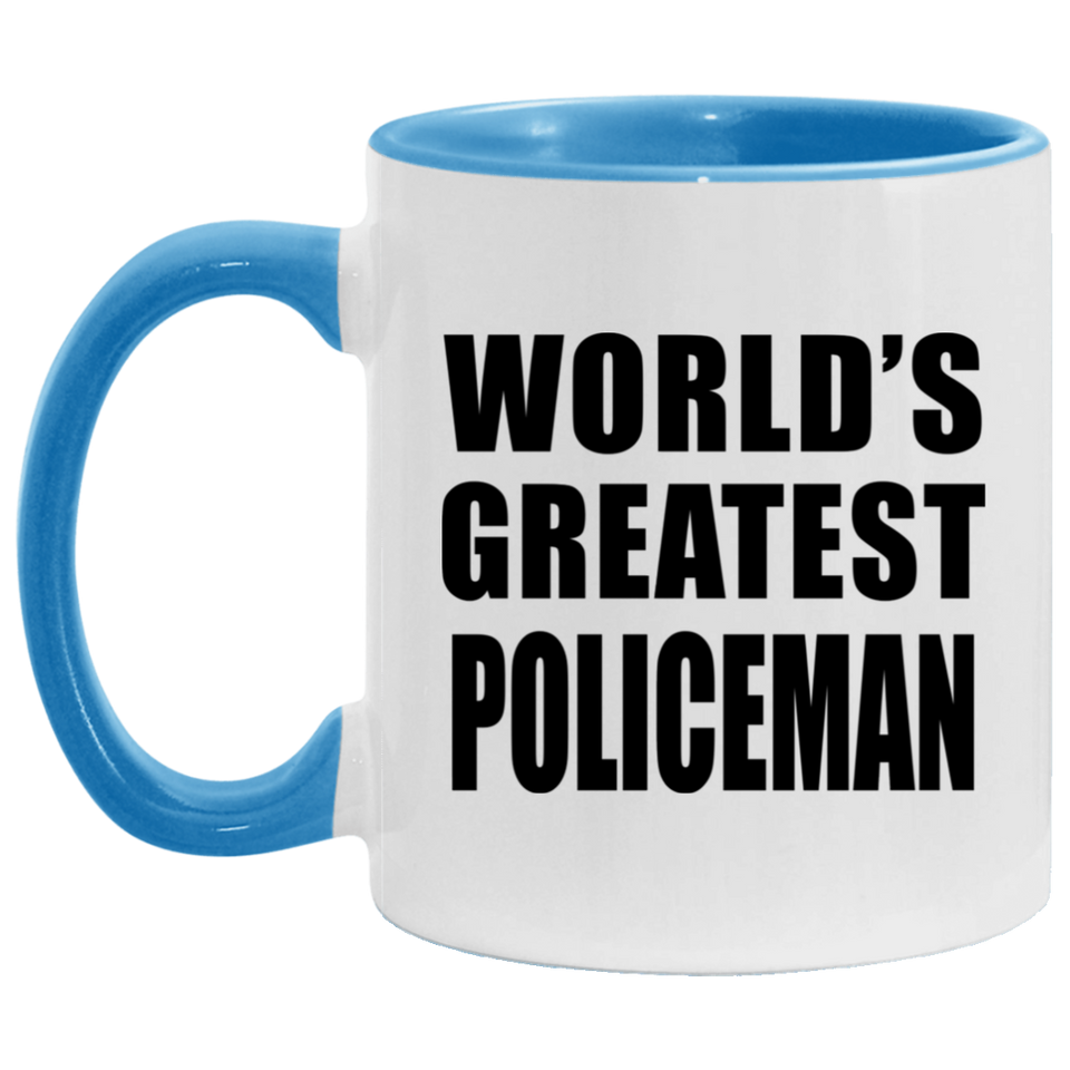 World's Greatest Policeman - 11oz Accent Mug Blue