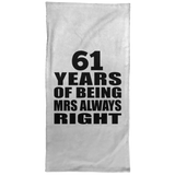 61st Anniversary 61 Years of Being Mrs Always Right - Hand Towel
