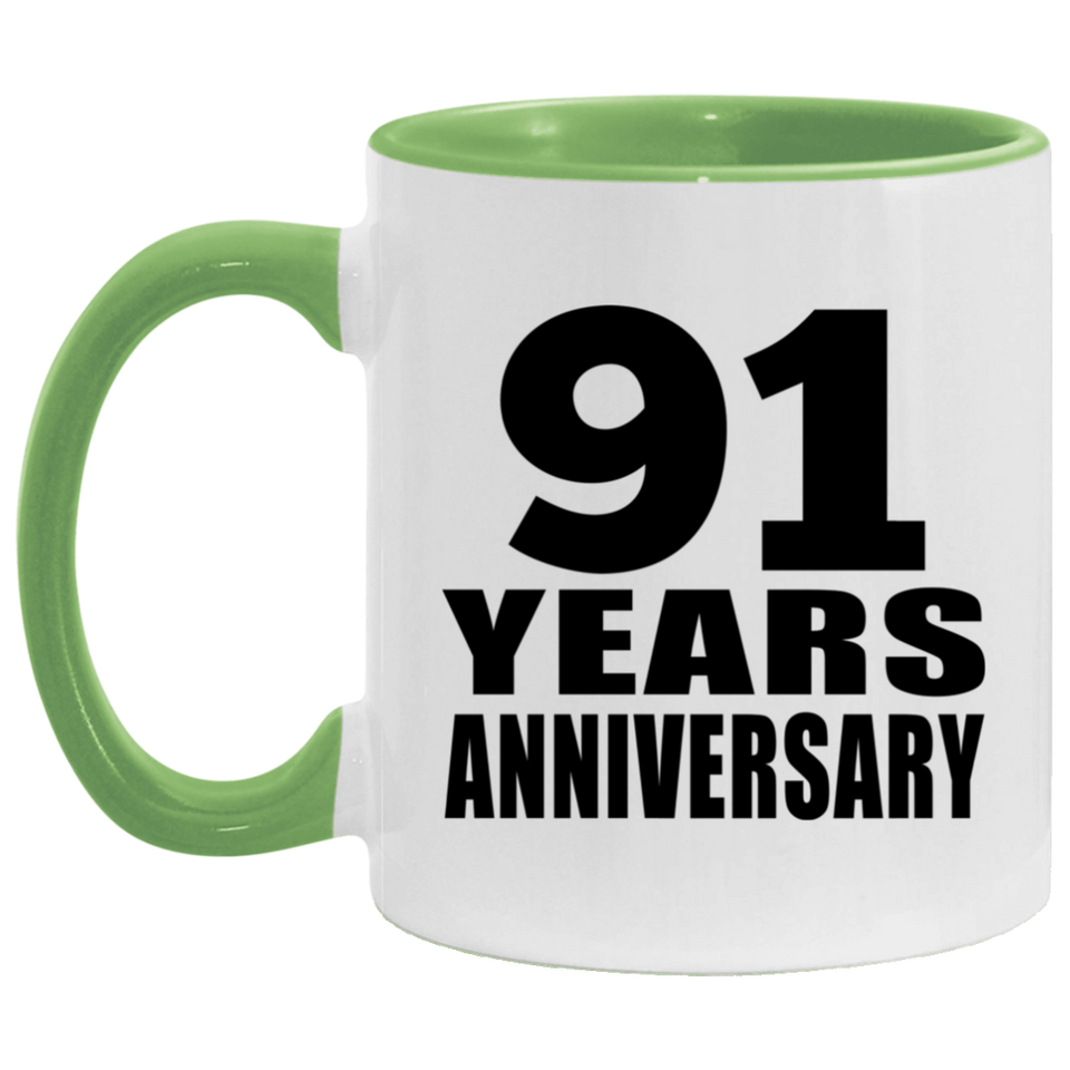 91st Anniversary 91 Years - 11oz Accent Mug Green