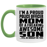 Proud Police Officer Mom Of Awesome Son - 11oz Accent Mug Green