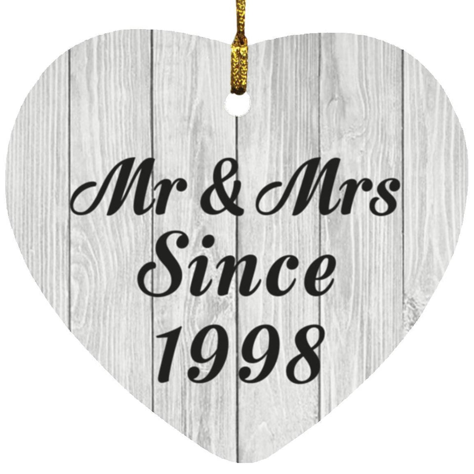 26th Anniversary Mr & Mrs Since 1998 - Heart Ornament F