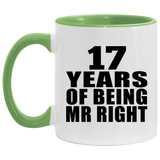 17th Anniversary 17 Years Of Being Mr Right - 11oz Accent Mug Green