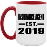 Insurance Agent Established EST. 2019 - 15oz Accent Mug Red
