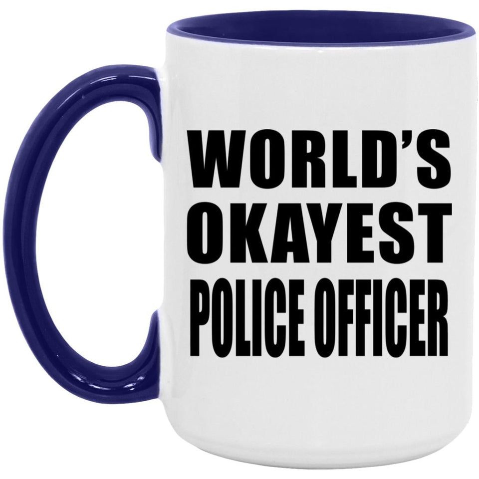World's Okayest Police Officer - 15oz Accent Mug Purple