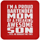 Proud Bartender Mom Of Awesome Son - Drink Coaster
