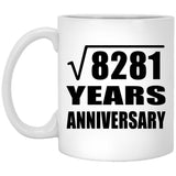 91st Anniversary Square Root of 8281 Years Anniversary - 11oz Coffee Mug