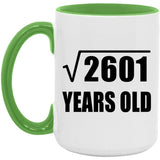 51st Birthday Square Root of 2601 Years Old - 15oz Accent Mug Green