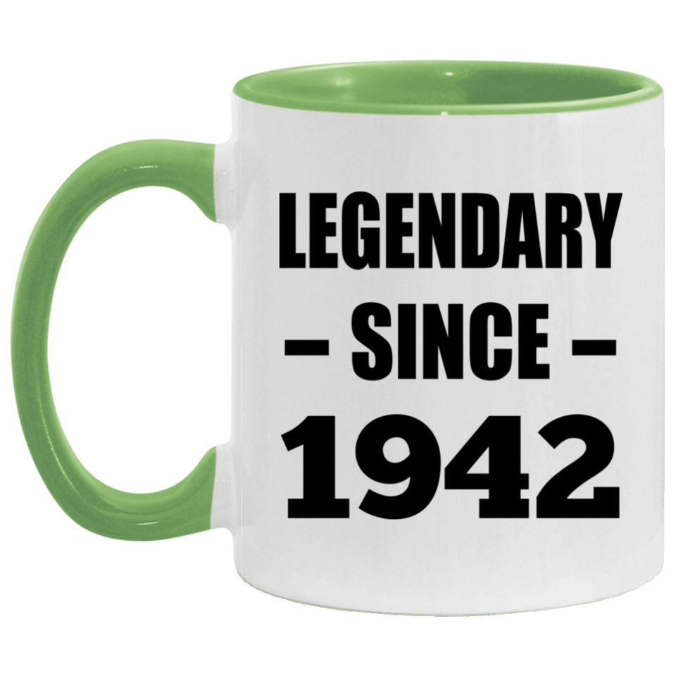 82nd Birthday Legendary Since 1942 - 11oz Accent Mug Green