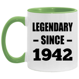 82nd Birthday Legendary Since 1942 - 11oz Accent Mug Green