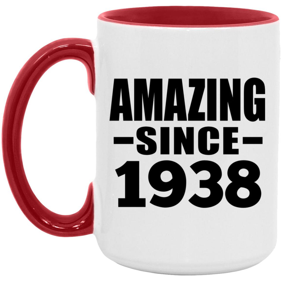 86th Birthday Amazing Since 1938 - 15oz Accent Mug Red