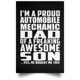 Proud Automobile Mechanic Dad Of Awesome Son - Poster Portrait