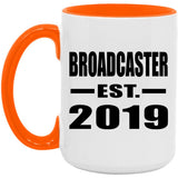 Broadcaster Established EST. 2019 - 15oz Accent Mug Orange