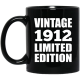 112th Birthday Vintage 1912 Limited Edition - 11oz Coffee Mug Black