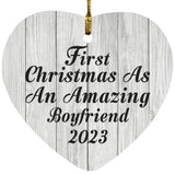 First Christmas As An Amazing Boyfriend 2023 - Heart Ornament F