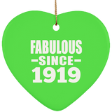 105th Birthday Fabulous Since 1919 - Heart Ornament