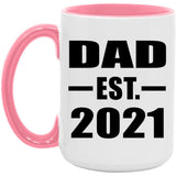 Dad Established EST. 2021 - 15oz Accent Mug Pink