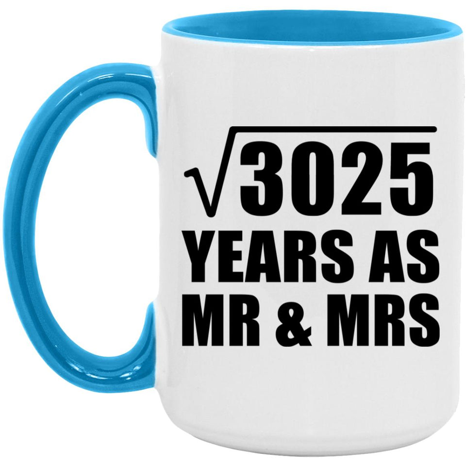 55th Anniversary Square Root of 3025 Years As Mr & Mrs - 15oz Accent Mug Blue