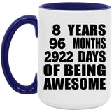 8th Birthday 8 Years 96 Months 2922 Days Of Awesome - 15oz Accent Mug Purple