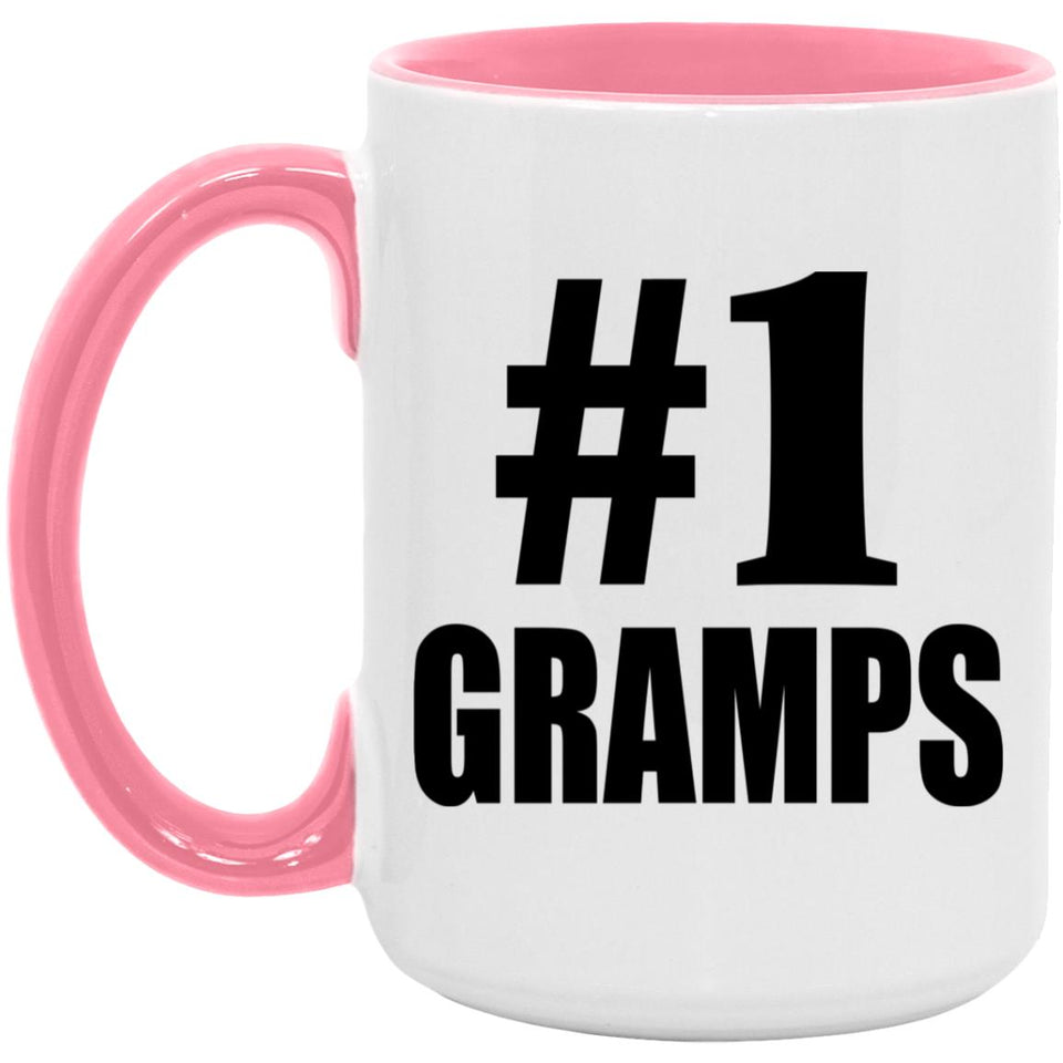 Number One #1 Gramps - 15oz Accent Mug Pink