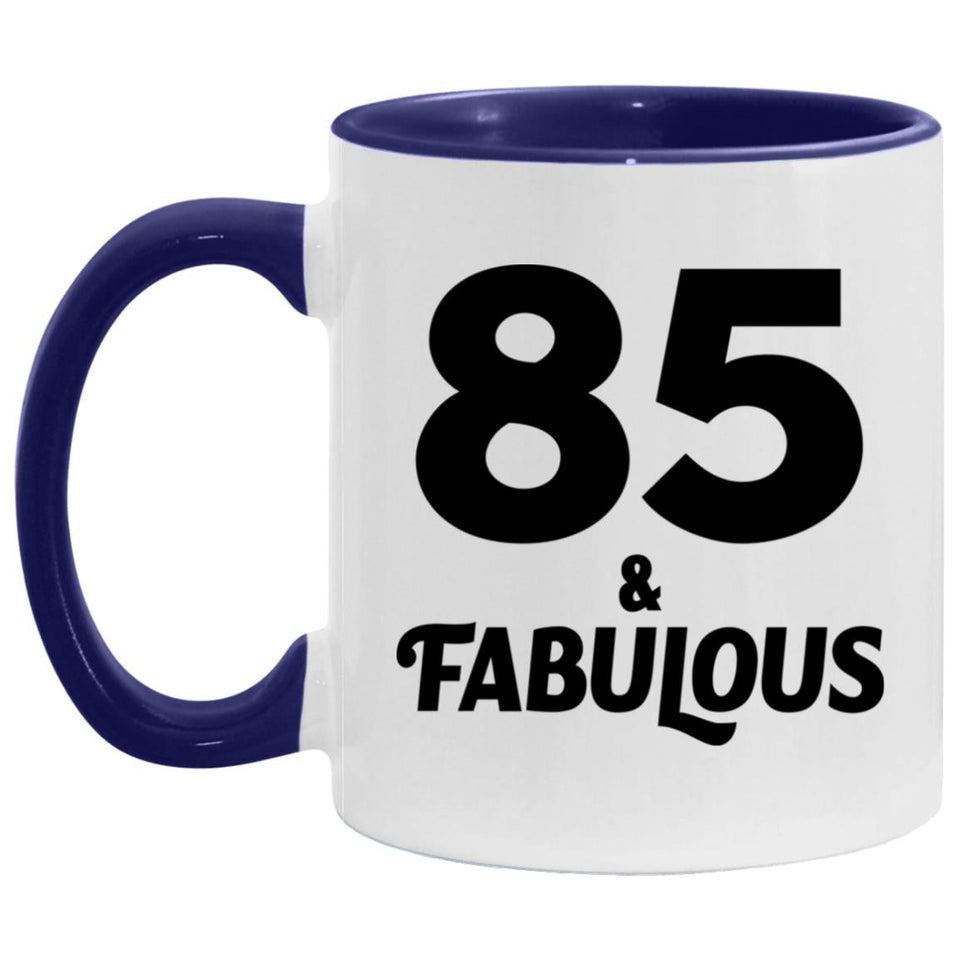 85th Birthday 85 & Fabulous - 11oz Accent Mug Purple