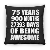 75th Birthday 75 Years 900 Months 27393 Days Of Awesome - Throw Pillow Black