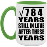 28th Anniversary Square Root of 784 Years Still In Love - 15oz Accent Mug Green