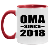 Oma Since 2018 - 11oz Accent Mug Red