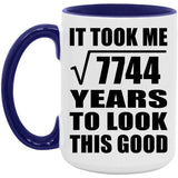 88th Birthday Took Square Root of 7744 Years To Look Good - 15oz Accent Mug Purple