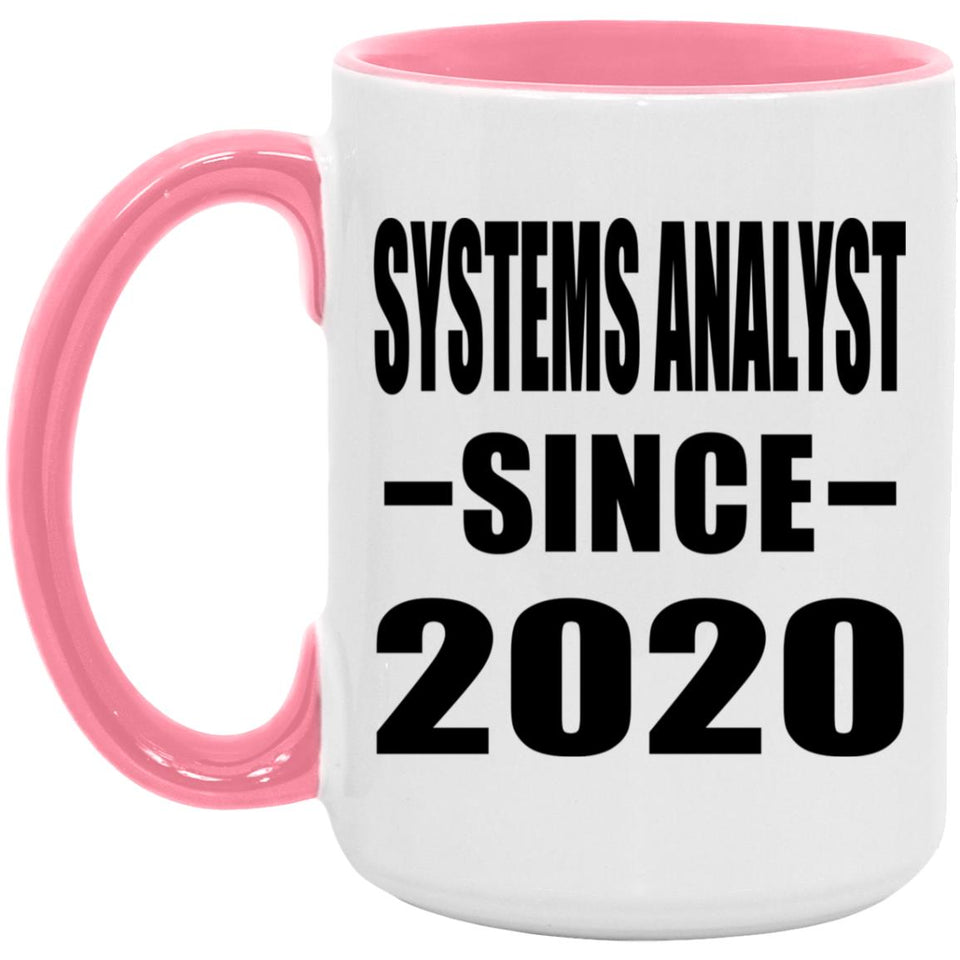 Systems Analyst Since 2020 - 15oz Accent Mug Pink